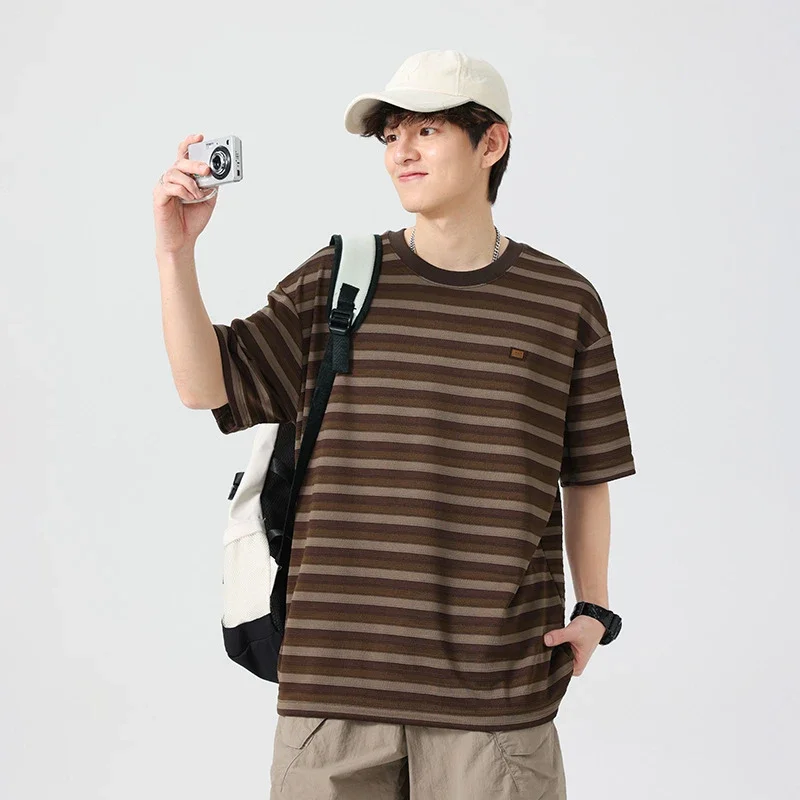 2025 Men's Striped Color - Blocked Tee