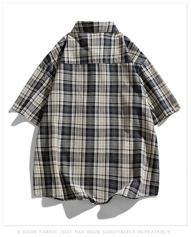 Retro Checkered Couple's Short-sleeve Shirt Detail