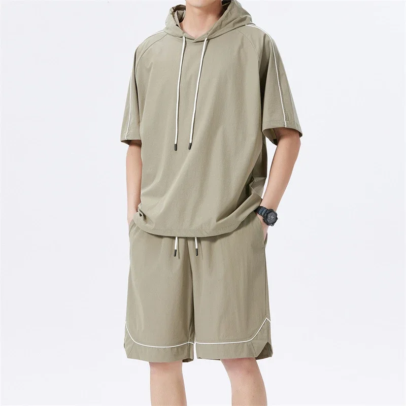 Summer Men's Hoodie & Shorts Set