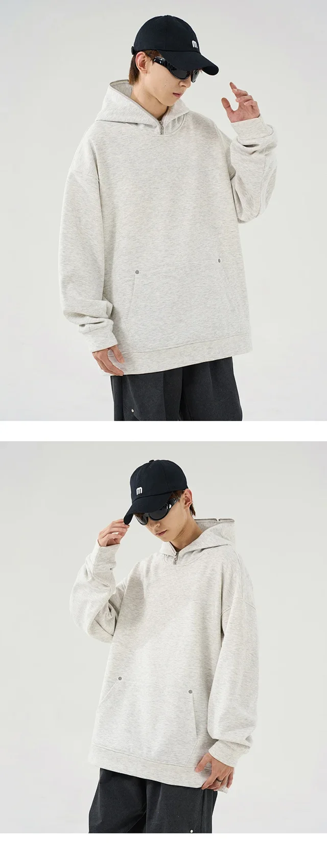 Men's Hoodie with Fleece Detail