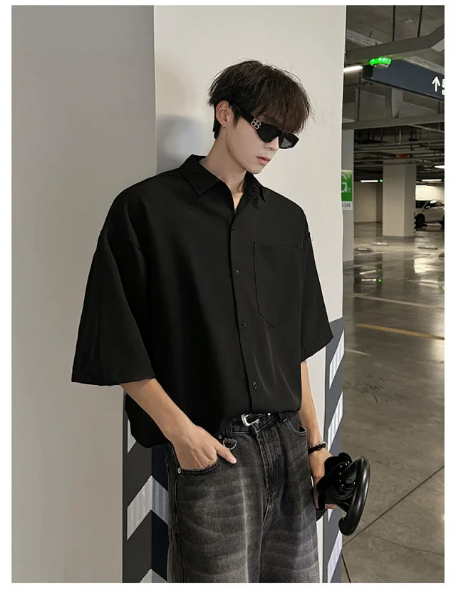 New Solid Ice Silk Shirt Coat Detail