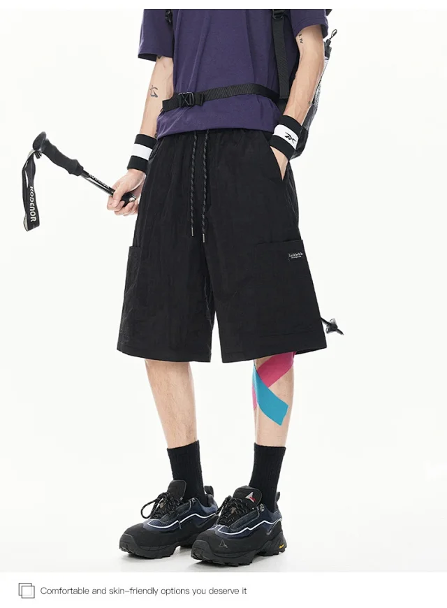 Men's Loose Straight Ice Silk Shorts Detail