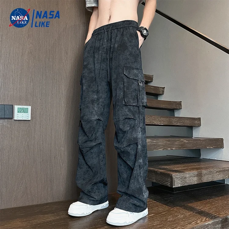 Premium Men's Tie - Dye Wide - Leg Cargo Pants