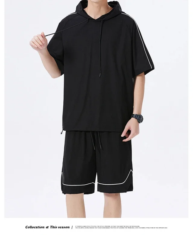 Summer Men's Hoodie & Shorts Set Detail