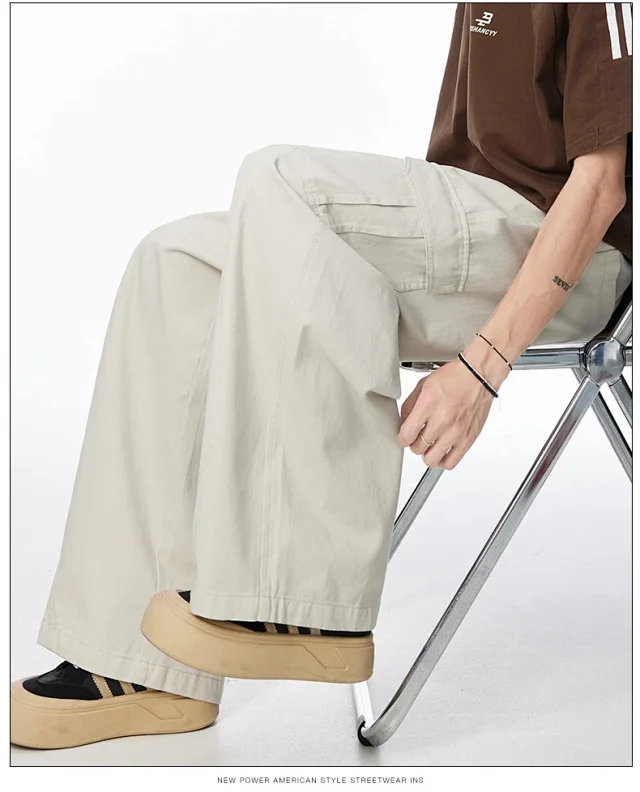 Designer Workwear Unisex New American Sporty Casual Wide-Leg Pants Detail
