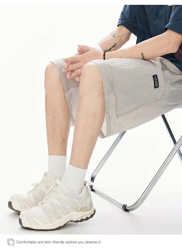 Men's Loose Straight Ice Silk Shorts Detail