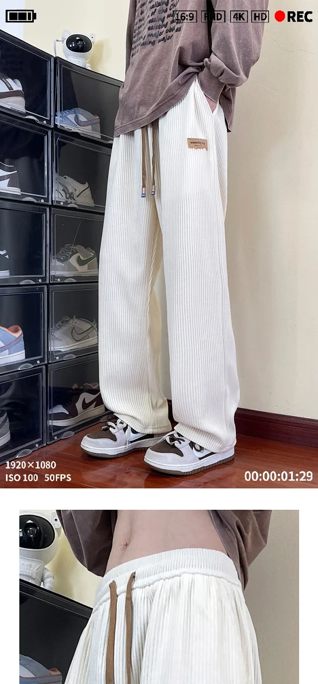 NASA Corduroy Pants: Men's Loose Straight Legs Detail