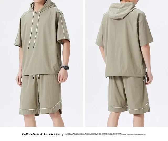 Summer Men's Hoodie & Shorts Set Detail