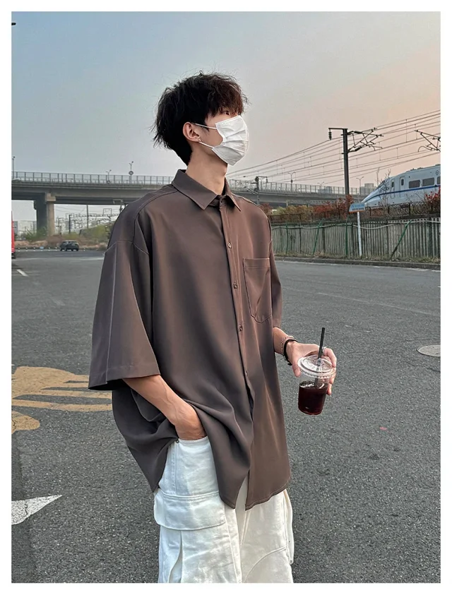 New Solid Ice Silk Shirt Coat Detail
