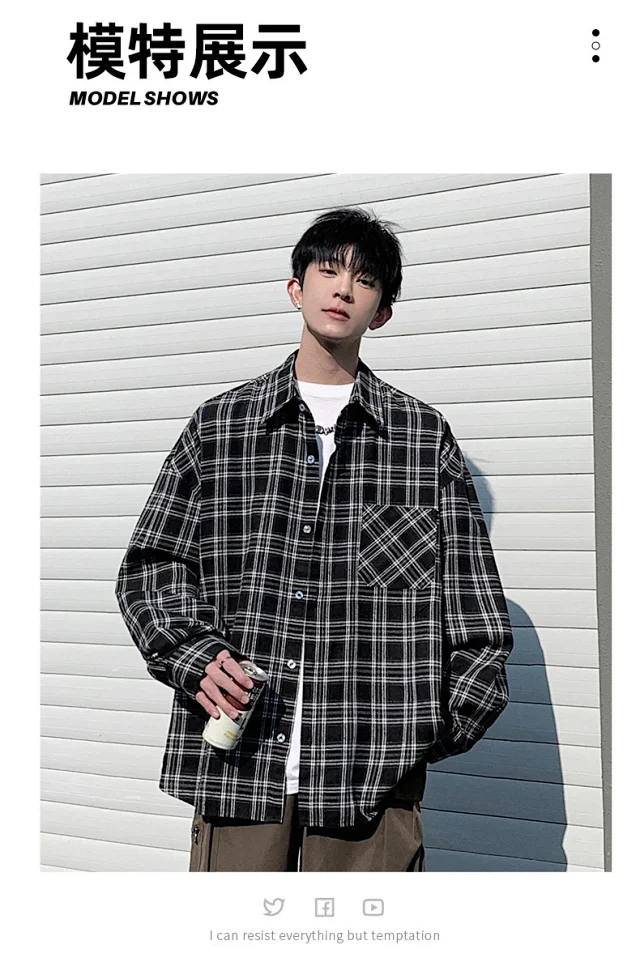 Unisex Retro Plaid Shirt Jacket Detail