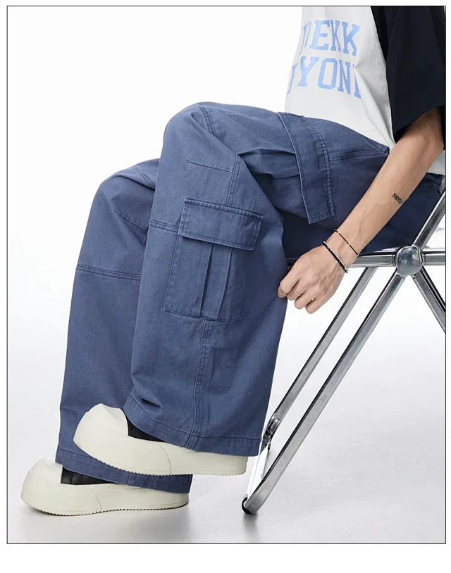 Unisex Retro Cotton Cargo Pants Detail