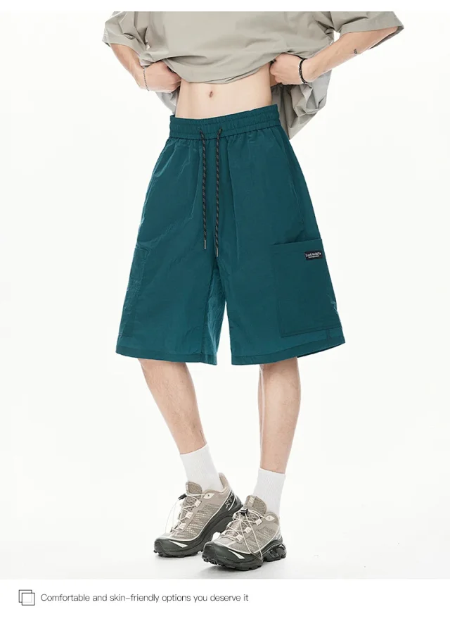 Men's Loose Straight Ice Silk Shorts Detail