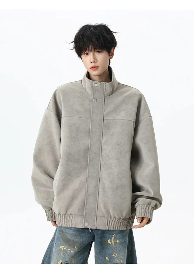 Retro PU Leather Jacket for Couples Detail