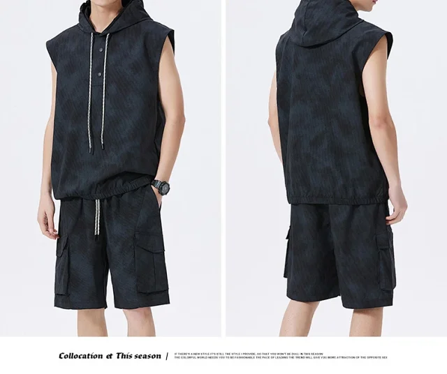 Men's Summer Sportswear Set with Vest & Shorts Detail