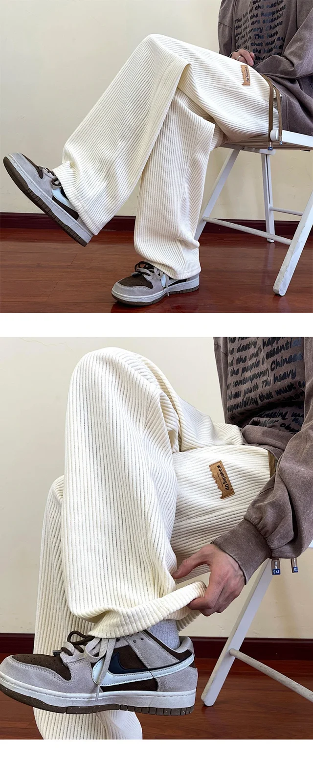 NASA Corduroy Pants: Men's Loose Straight Legs Detail