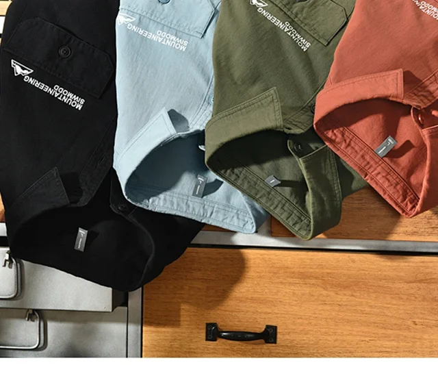 Men's Spring/Fall New Cotton Long-sleeve Shirt & Denim Work Jacket Detail