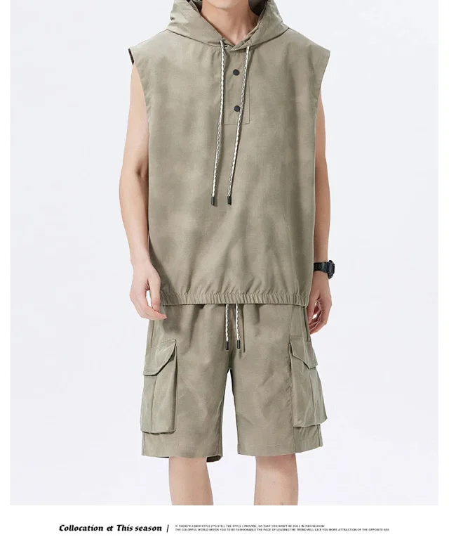 Men's Summer Sportswear Set with Vest & Shorts Detail
