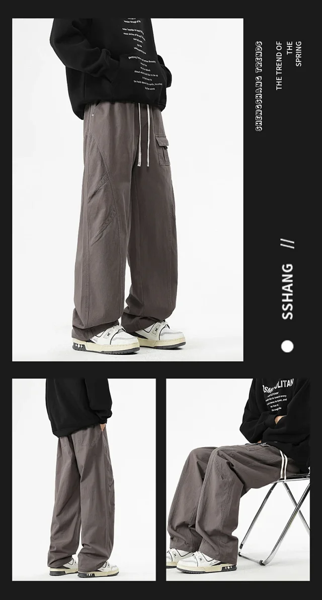 NASA Japanese Trendy Men's Cotton Cargo Pants Detail