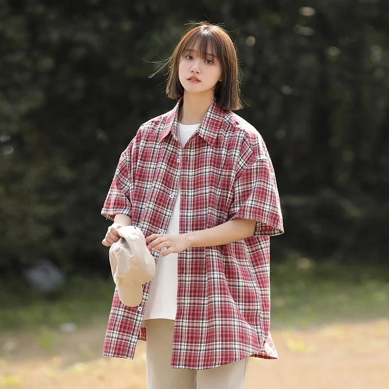 Vintage Plaid Short-sleeve Shirt