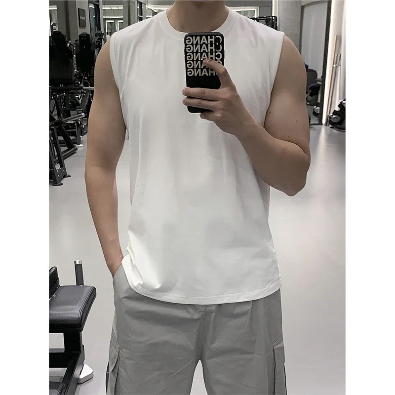 Hong Kong Style Men's Cotton White Tank Top