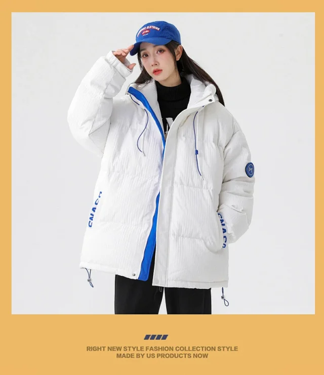 Men's Winter White Down Puffer Jacket Detail
