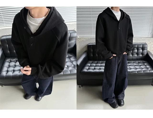 Men's Vintage Knit Hoodie Detail