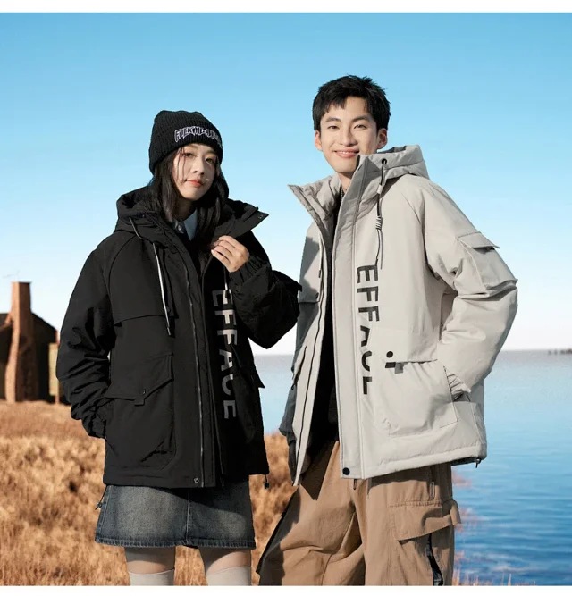 Men's Winter Duck Down Puffer Jacket Detail