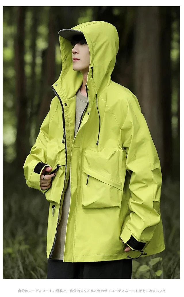 Solid Outdoor Windproof Waterproof Hooded Jacket Detail