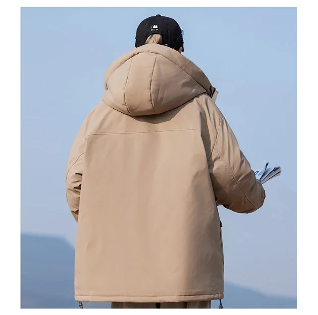 New National Standard 90 White Duck Down Couple Hooded Down Jacket Detail