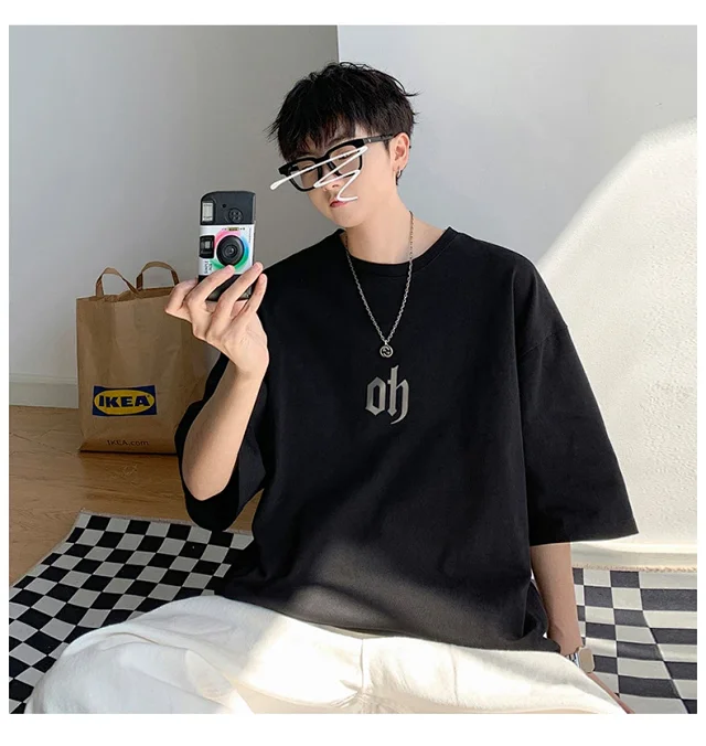 Hong Kong Style Ins  Loose Short Sleeve T-shirt Detail
