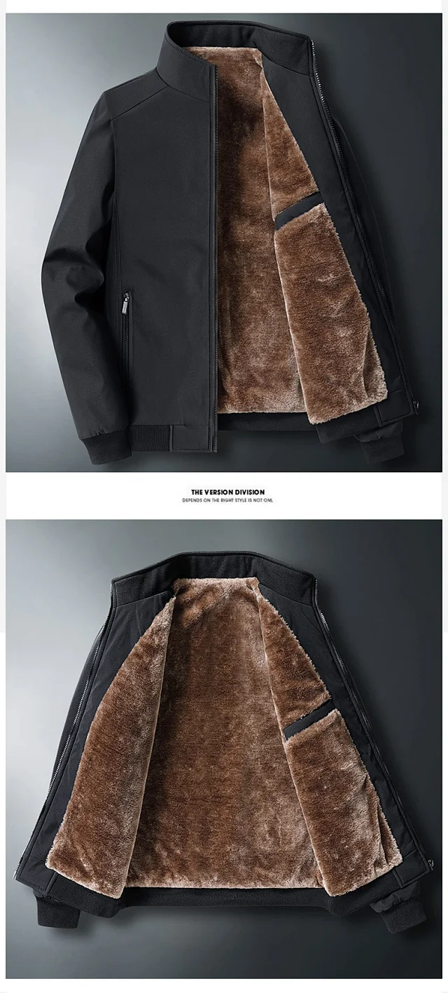 2025 Men's Fleece-lined Collar Jacket Detail