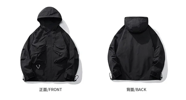 Solid Outdoor Windproof Waterproof Hooded Jacket Detail