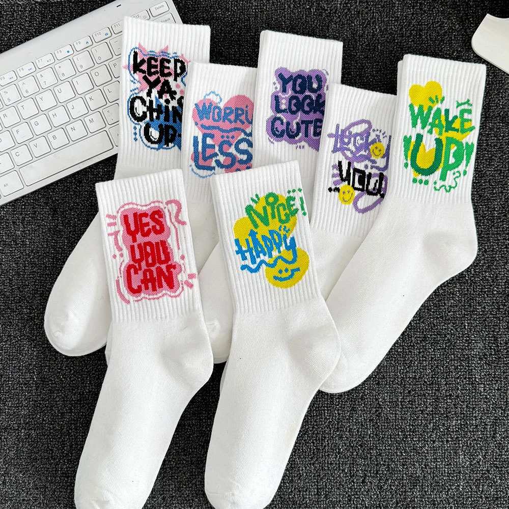 Women's Plus-Size White Mid-Calf Sports Socks（20 pairs）