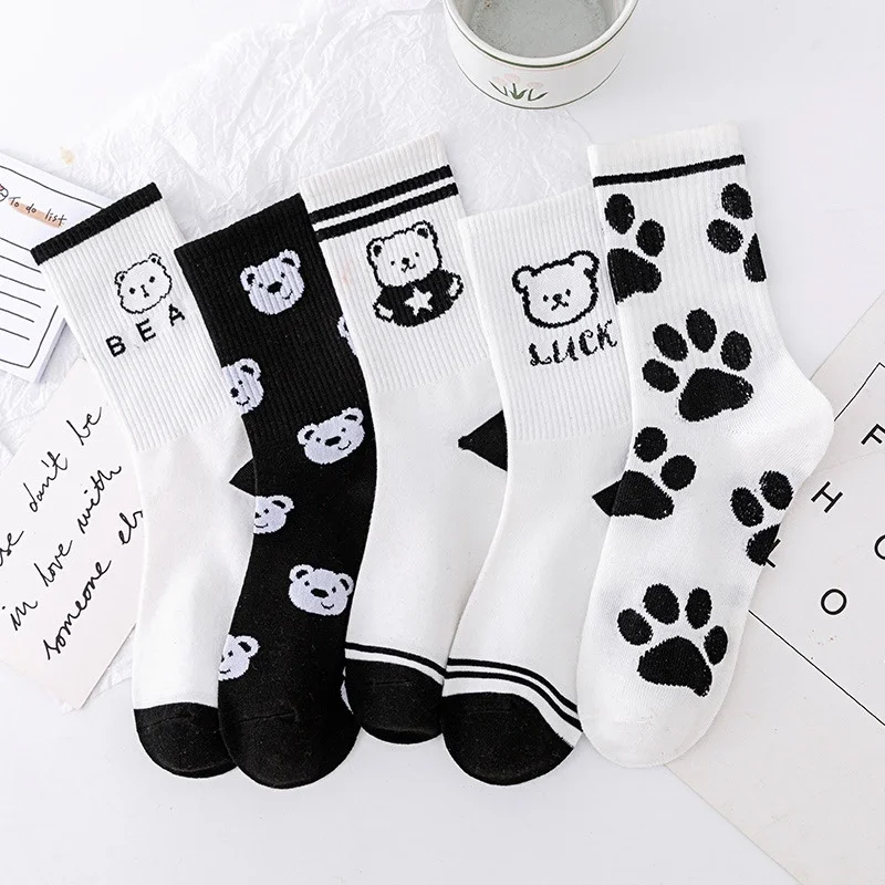 Striped Bear Cotton Socks（10 pairs）