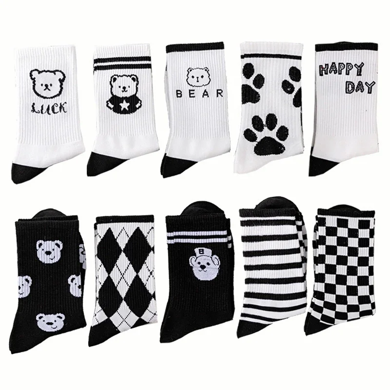Striped Bear Cotton Socks（10 pairs）
