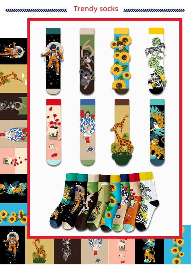 Trendy Unisex Mid-Calf Sweat-Absorbing Socks（8 pairs） Detail
