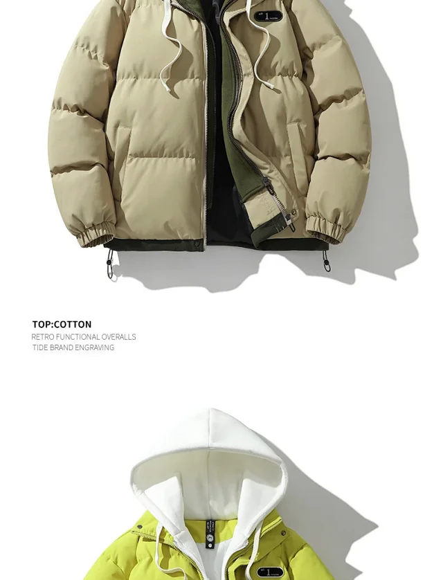 2025 Winter Men's Hooded Cotton Coat Detail