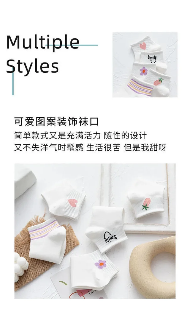White Low-Cut Cotton Socks（10 pairs） Detail