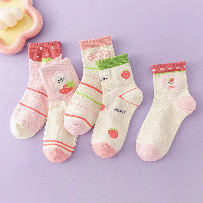 Girls' Mesh Ankle Socks for Spring Summer（1 pairs）