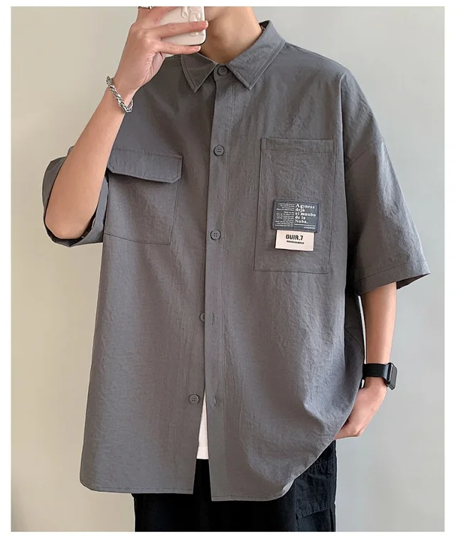 Men's Summer Ice Silk Short-Sleeve Shirt Detail