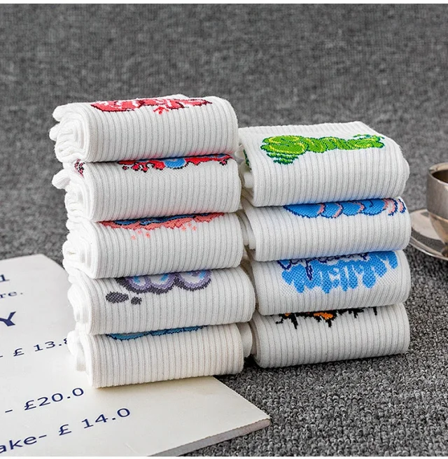Unisex Lettered Cotton Mid-Calf Socks（10 pairs） Detail