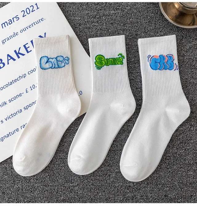 Unisex Lettered Cotton Mid-Calf Socks（10 pairs） Detail