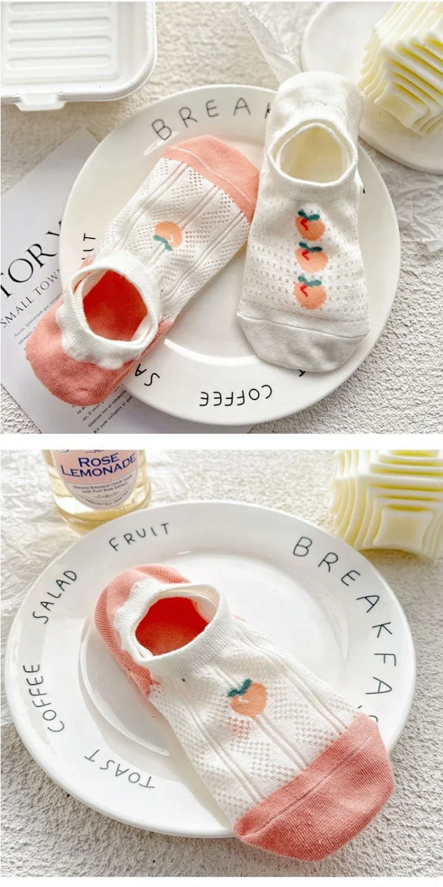 Korean-Style Pink Cartoon No-Show Socks（10 pairs） Detail