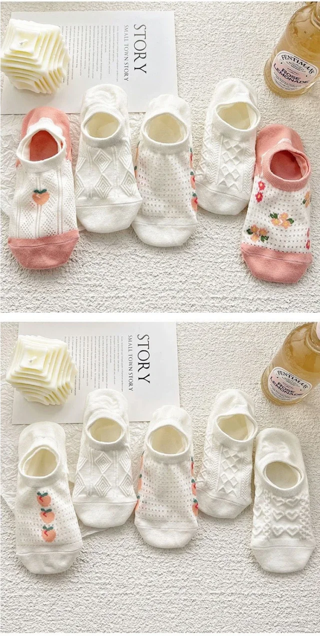 Korean-Style Pink Cartoon No-Show Socks（10 pairs） Detail