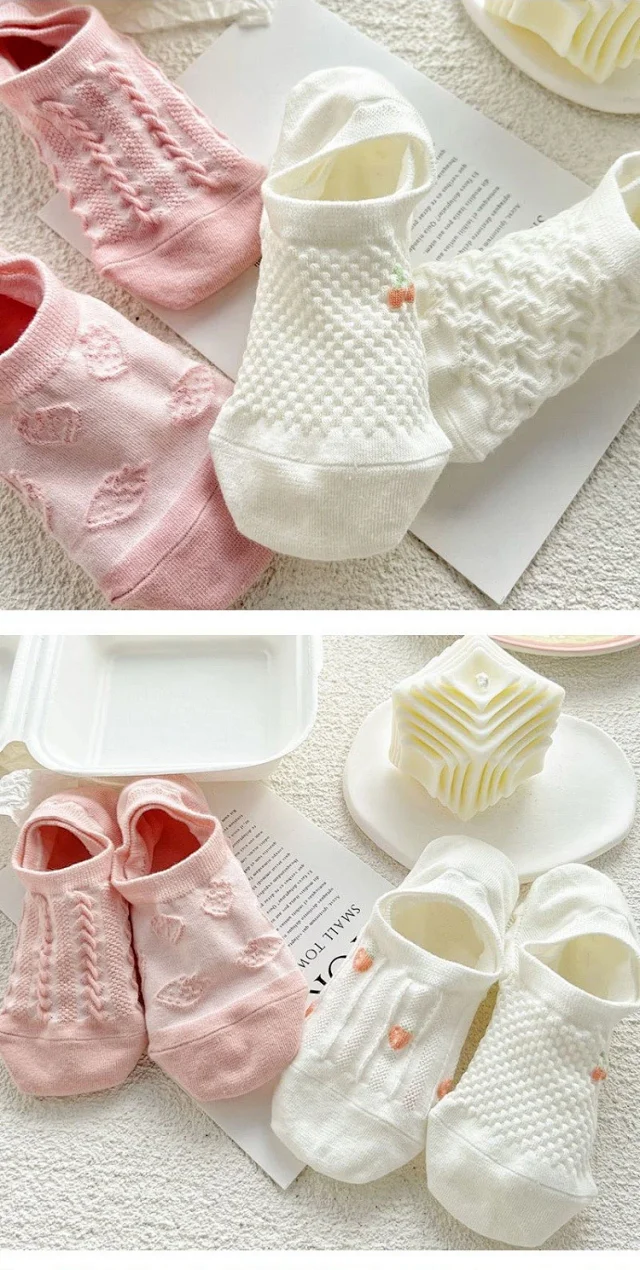 Korean-Style Pink Cartoon No-Show Socks（10 pairs） Detail