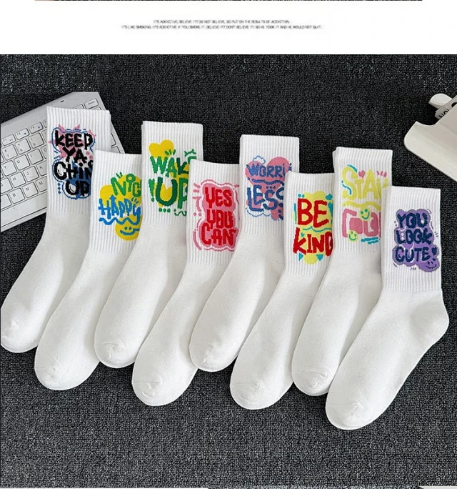 Women's Plus-Size White Mid-Calf Sports Socks（20 pairs） Detail
