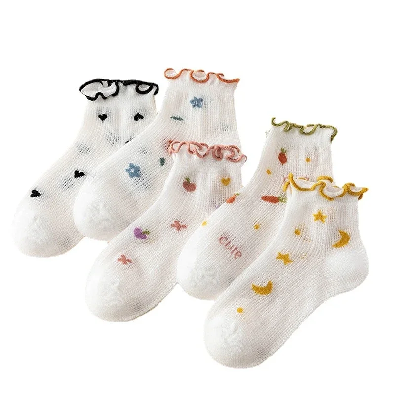 Girls' Mesh Ankle Socks for Spring Summer（1 pairs）