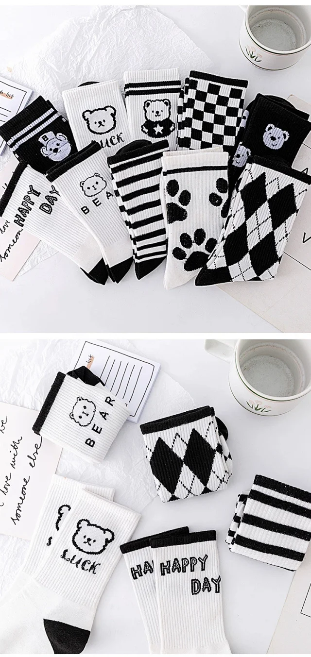 Striped Bear Cotton Socks（10 pairs） Detail