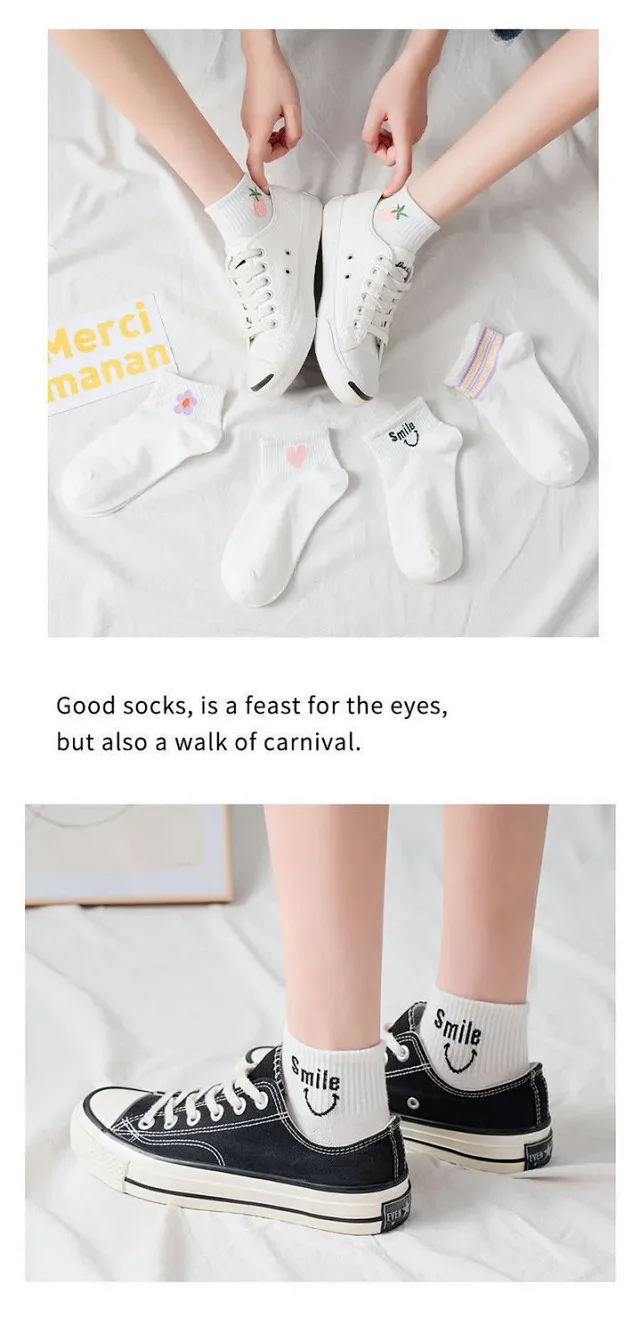 White Low-Cut Cotton Socks（10 pairs） Detail