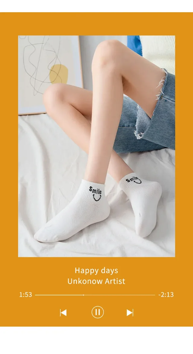 White Low-Cut Cotton Socks（10 pairs） Detail